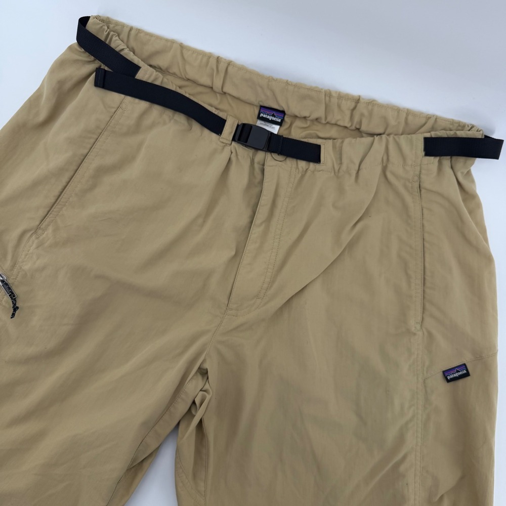 Patagonia Gi III Pants Men XL Tan Nylon Hiking Integrated Belt Straight Leg